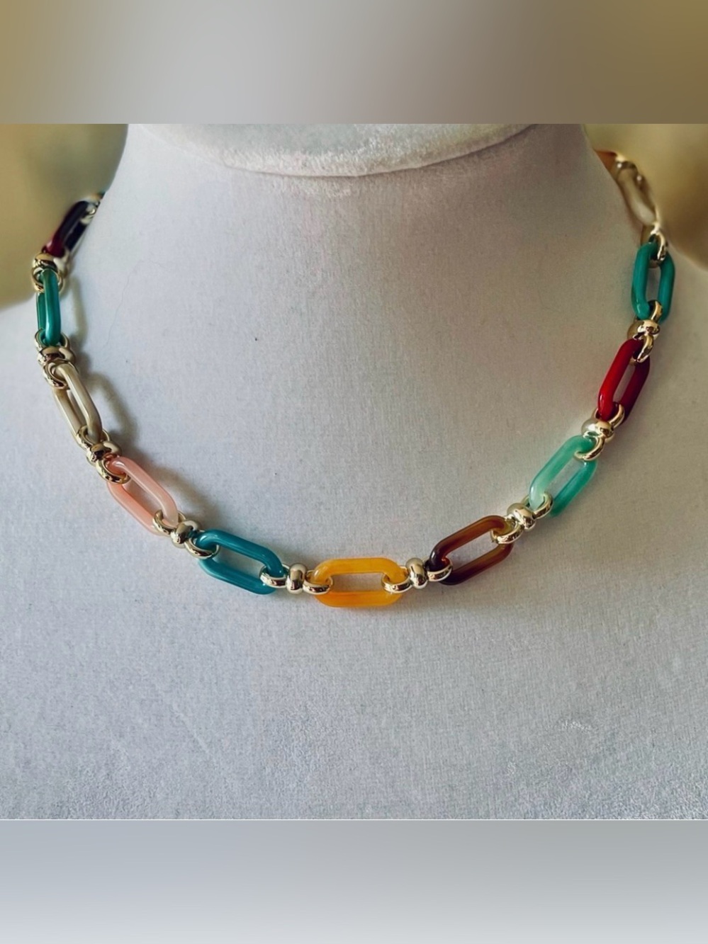 Colorful Acrylic/Resin Oval Links Necklace/Choker